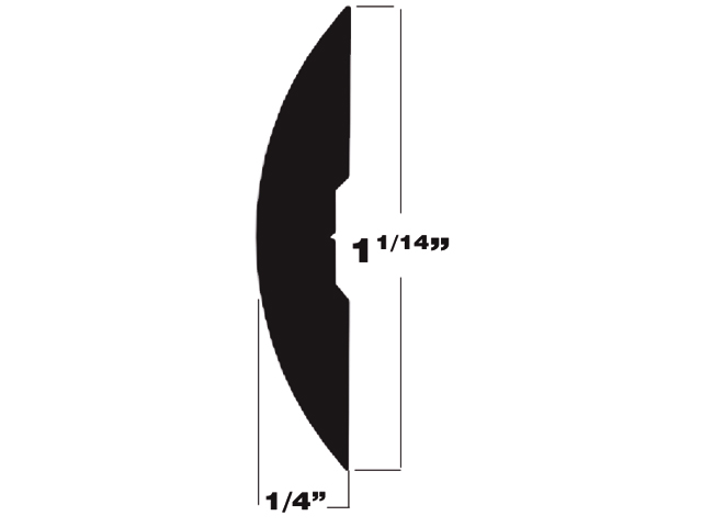 Rubrail, Half Oval 1-1/4" Aluminum Length:12' 127