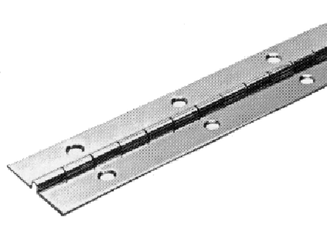 Piano Hinge, Stamp Stainless Steel Length:6' Open Width:1.25" Scr#6 155