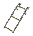 Ladder, 1+2Step Folding Stainless Steel & Wood