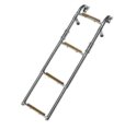 Ladder, 2+2Step Folding Stainless Steel & Wood