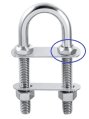 U-Bolt, Stainless 304 11.3mm w/2 Plates & 4 Nuts L:124mm CtoC:46mm Thread L:80mm