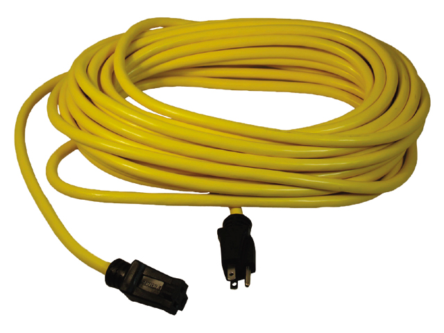 Extension Cord, 15A 125V 3Str12ga Length:25' Yellow Outdoor - Budget Marine