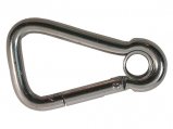 Snap Hook/Carabiner, Angled Length:85 Rod:08mm Stainless Steel with EyeØ:10.8mm