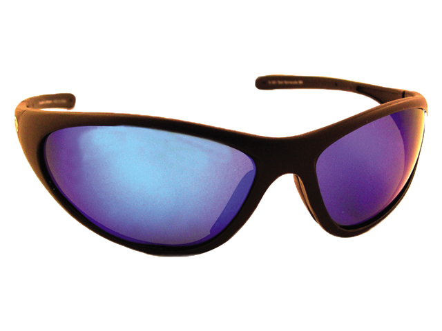 Sunglasses, Bad Barracuda Black Frame Blue Mirror Lens - Budget Marine