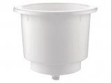 Drink Holder, Recessed Large White Plastic Drain-Barb3/8″