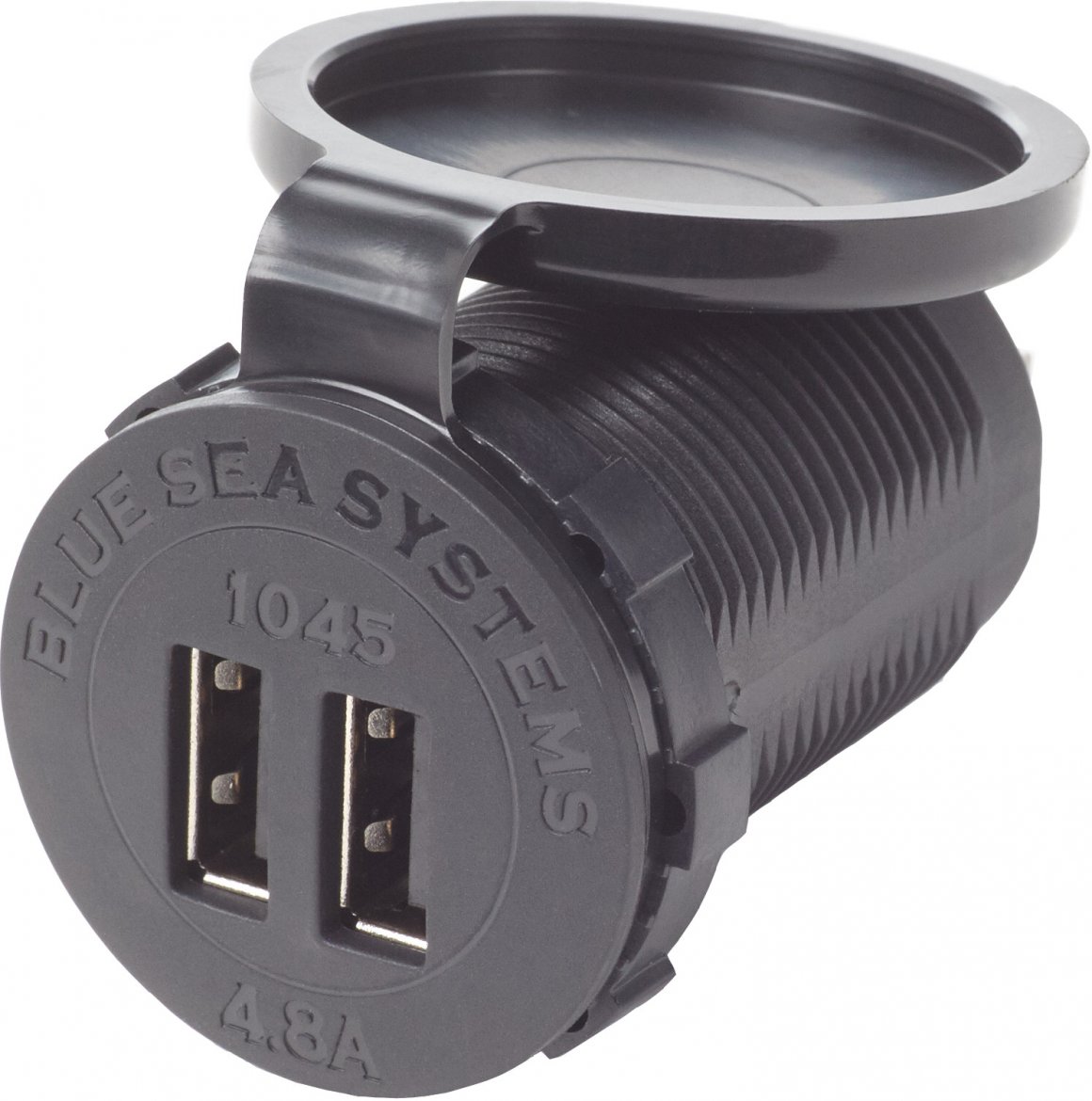 Socket Charger, 12/24V Dual USB 4.8A Black Budget Marine