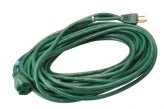 Extension Cord, 13A 125V 3Str16ga Length:20′ Green