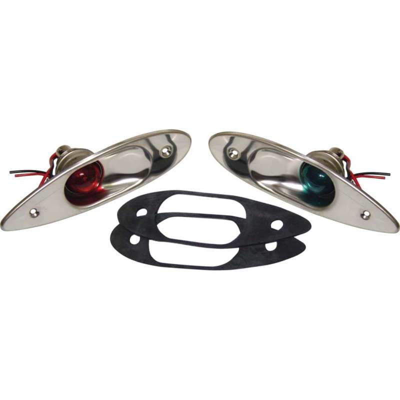 BOW LIGHT PAIR RED GREEN TEARDROP STAINLESS BLACK FINISH LED MARPAC 76596