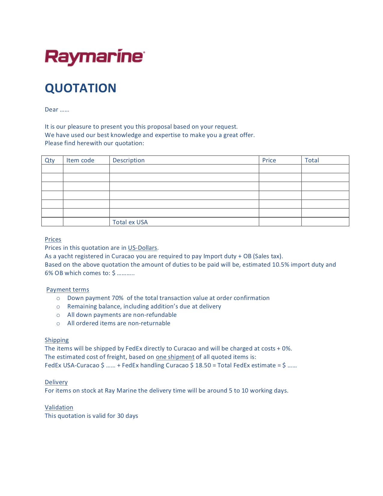 Stimulating Special Order sales Budget Marine