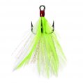 Hook, Dressed Treble Size 4 Chartreuse White with Red Tie 2Pk