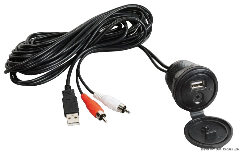 Cable, Auxiliary USB-AUX with Watertight Panel -