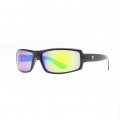 Sunglasses, New Wave Black Frame Green Mirror Lens