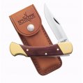 Knife, Bear Paw Folding 3.7″ Clip Point Blade with Leather Sheath