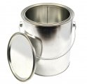 Tin Can with Lid Grey Lined Round Gal