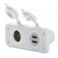 Receptacle & Dual USB Charger, 12V White SeaLink Bulk