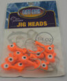 Lure, Grub Head 1/4oz 1/0 Hook Orange 10 Pack
