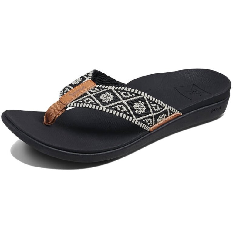 Sandals, Women's Reef Ortho Woven Black/White - Budget Marine