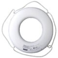Ring Buoy, 24″ White Lifebuoy with Rope US Coast Guard Approved