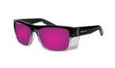 Sunglasses, Clutch Floating Polarized Frame: Crystal Smoke Lens: Pink Mirror with Removable Safety Shield