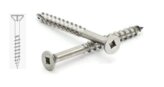 Deck Screw, Stainless Steel 316 Flat Head with Nibs #10 x 2-1/4 Square Drive 100/Box