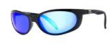 Sunglasses, Nantucket Shiny Black Frame/Blue Mirror Lens