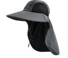 Sun Hat, Wide Brim with Neck Flap Dark Grey