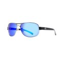 Sunglasses, Roanoke Frame: Black Wire Lens: Blue Mirror