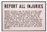 Engraved Plaque, Report All Injuries