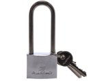 Padlock, Chrome Plated Brass 40mm Wide Long Shank: 50mm & Stainless 316