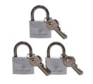 Padlock, Chrome Plated Brass 3 Keyed Alike 40mm Wide Shank: Stainless 316 3Pc